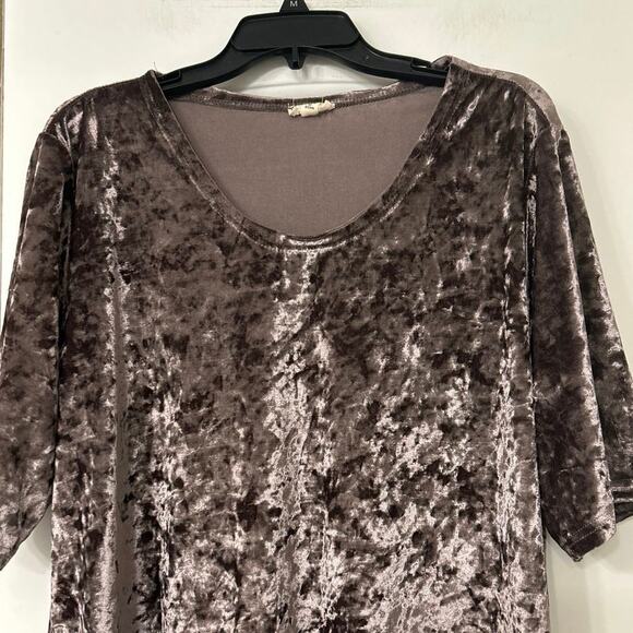 Pol Chocolate Brown Crushed Velvet Relaxed Boxy Fit Top Size Medium - Picture 3 of 7